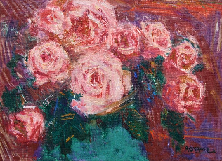 バラ（油絵）F4　青山義雄（1894〜1996）