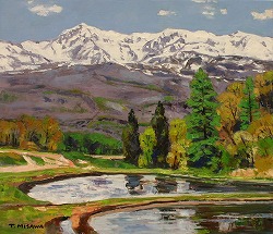 北アルプス田植えの頃　F10